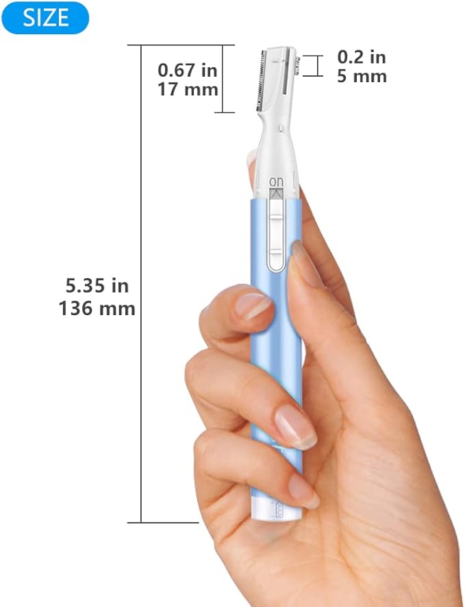 Funstant Eyebrow Trimmer, Precision Electric Eyebrow Razor for Women Battery-Operated Facial Hair Remover with Comb No Pulling Sensation Painless for Face Chin Neck, Upper-Lip, Peach-Fuzz