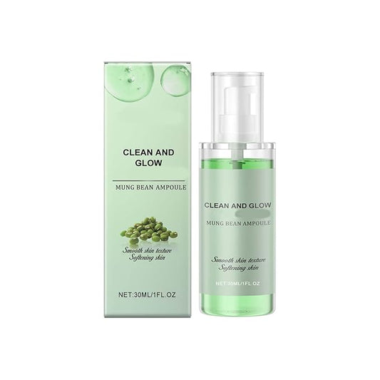Clean & Glow Mung Bean Ampoule - Gentle Exfoliating Facial Essence with Phaseolus Radiatus Extract， Smooths Skin Texture， Softens & Hydrates, 30ml