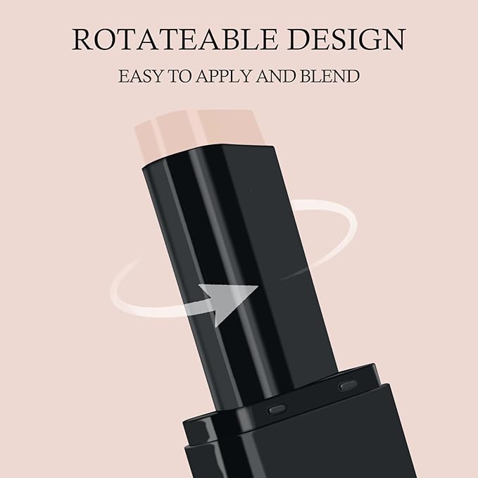 KYDA 2-in-1 Concealer Foundation Stick, Eraser Foundation Stick with Soft Brush, Creamy Smooth Base Makeup, Lightweight Brightening Contouring Concealer, Lasting Natural Matte Finish, Natural