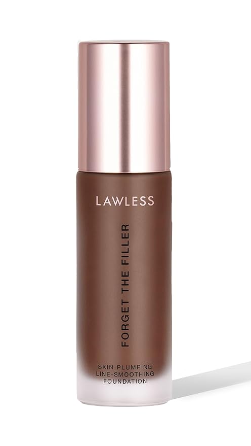 LAWLESS Women's Forget the Filler Skin-Plumping Line-Smoothing Foundation, 30D, ultra deep with deep-warm undertones, 1.0 Ounce
