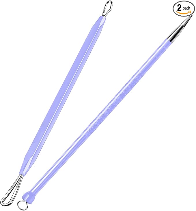 Teenitor Pimple Extractor Acne Treatment Tool Blackhead Comedone Removal 2-in-1 Popper Tool for Face Blackhead Extractor Tool Purple