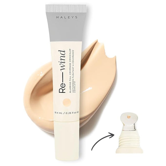 HALEYS Re-wind Full Coverage Brightening Concealer, Color Correcting Eye Concealer for Dark Circles, Fine Lines & Redness, Longwear, Non-Caking, Soft-Matte Finish, Blurring Concealers for Women