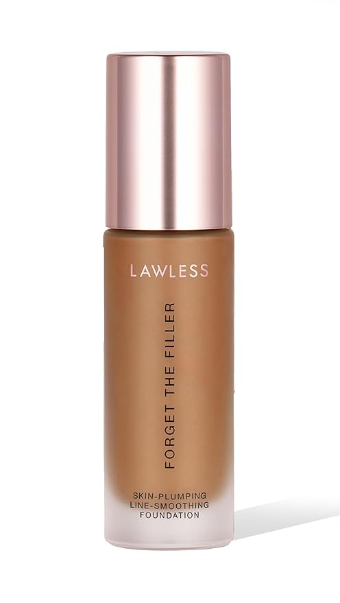 LAWLESS Women's Forget the Filler Skin-Plumping Line-Smoothing Foundation, 24D, deep with neutral-olive undertones, 1.0 Ounce
