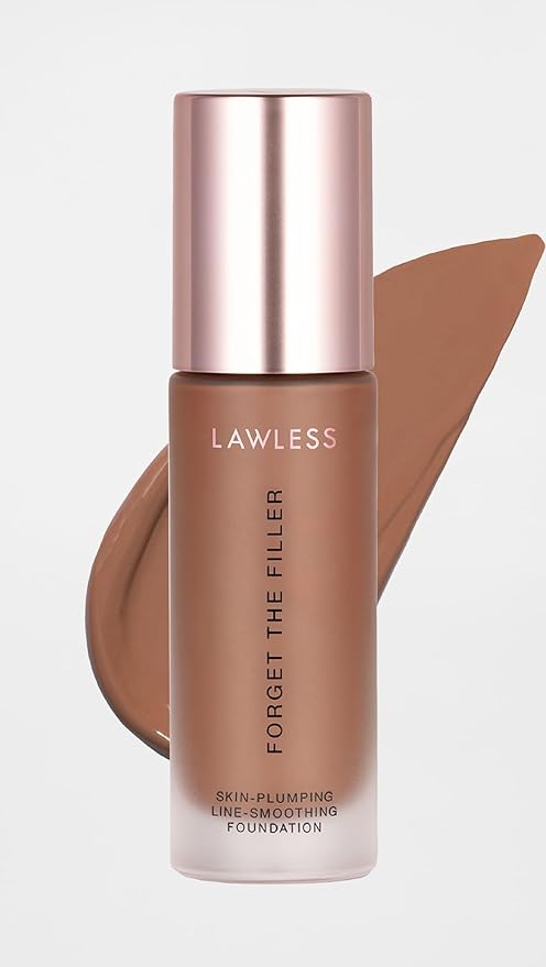 LAWLESS Women's Forget the Filler Skin-Plumping Line-Smoothing Foundation, 25D, deep with cool-neutral undertones, 1.0 Ounce
