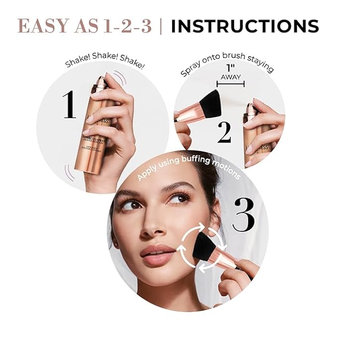 LUMINESS Airbrush Spray Silk Foundation Starter Kit - Light Medium - Foundation, Primer & Dual-Sided Angled Buffing Brush - Medium, Buildable Coverage, Anti-Aging Formula Hydrates & Moisturizes