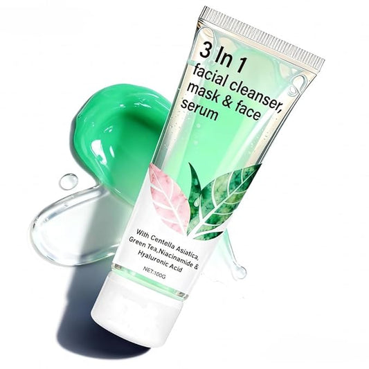 Water Ice Levin Green Tea Mask Cleanser, 3-in-1 Facial Wash, Gentle Pore Care Mask, Firm and Hydrating Foaming Facial Cleanser, Centella Asiatica for Acne-Prone & Sensitive Skin, Korean Skincare