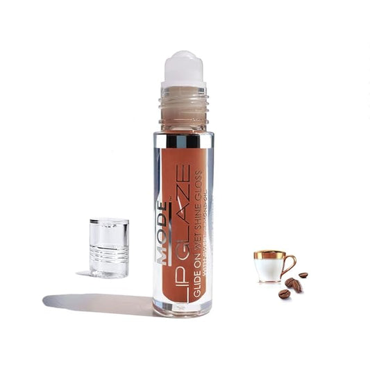 MODE Lip Glaze Flavored Lip Gloss COFFEE IN PARIS Delicious Yummy Flavor, Roll On Sweet Wet Nourishing Shine, Hydrating Natural Skincare Fruit Oils, Made in NY USA