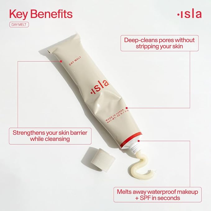 ISLA Day Melt Balm Cleanser, Melts Makeup, SPF & Pollution Without Stripping, Olive Fruit Oil, Crystalline Cellulose & Vitamin E, Barrier-Safe Balm-to-Milk Cleanser, 2.99 oz