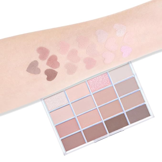 16Colors Light Beige Coral Brown Basics Matte Eyeshadow Palette,Eye Shadow Travel Makeup Palette all in one Long Lasting Waterproof,Great for Travel Gift Kit