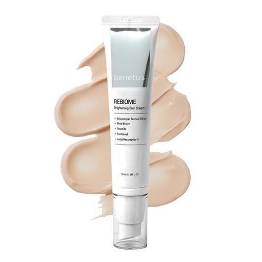 Rebiome Brightening Blur Cream, Hydrating Firming Moisturizer for Fine Lines and Dull Skin, Peptide Ceramide Hyaluronic Acid Anti-Aging Cream for Sensitive Skin, 1.69oz