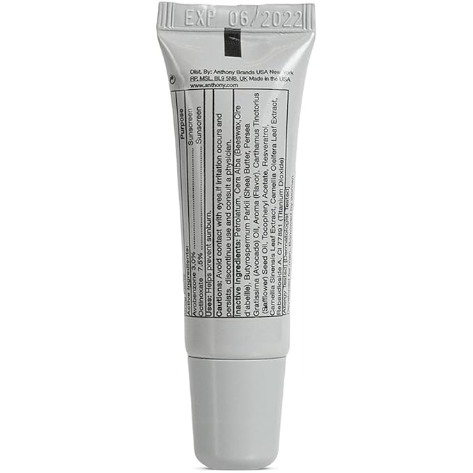 Anthony SPF 25 Lip Balm Sunscreen. Mint and White Tea Flavor, With Green Tea Extract, Shea Butter & Vitamin E, Moisturizing Repair Treatment for Chapped and Dry Lips, Hydrates & Nourishes, 0.25 Oz