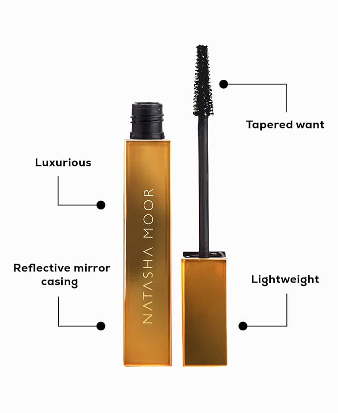 NATASHA MOOR "Moor Power" Black Mascara - Luxurious Volumizing, Lengthening, & Darkening Formula - Waterproof & Smudge-Proof - Eye Makeup Mascara - Cruelty-Free Clean Beauty for Long-Lasting Results