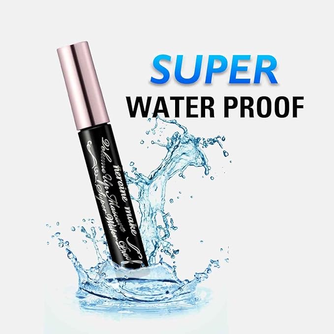 HEROINE MAKE by KISSME Volumizing Waterproof Mascara Volume & Length with Curvy Brush by Defining Fiber for Long-lasting Natural Eyelash Look + Gentle Mascara Remover Oil Free, 2 Set