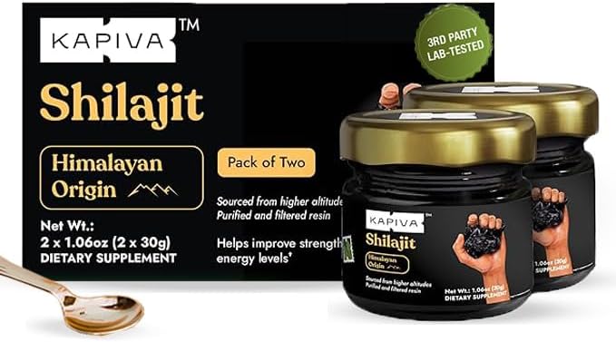 Kapiva 100% Authentic Himalayan Shilajit Resin (30gmx2), High Potency for Men & Women | 80+ Trace Minerals, Upto 70% Fulvic Acid | Authentic | Natural Energy & Immune Support