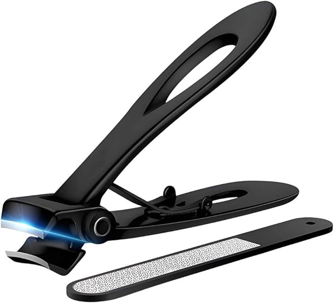 Nail Clippers for Thick Nails, 16mm Wide Jaw Opening Heavy Duty Toenail Clippers with Sharp Curved Blades & Nail File, Stainless Steel Toe Nail Clippers (Black)