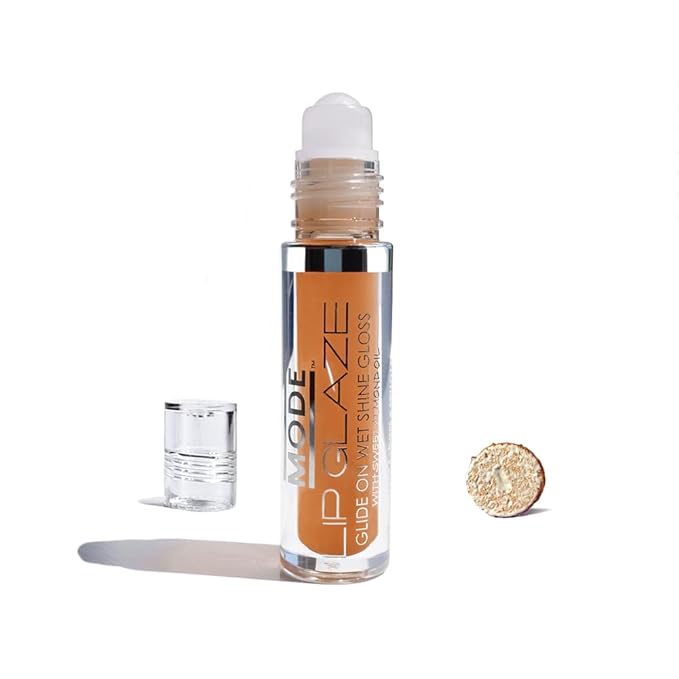 MODE Lip Glaze Flavored Lip Gloss ICED OATMEAL COOKIE Delicious Yummy Flavor, Roll On Sweet Wet Nourishing Shine, Hydrating Natural Skincare Fruit Oils, Made in NY USA