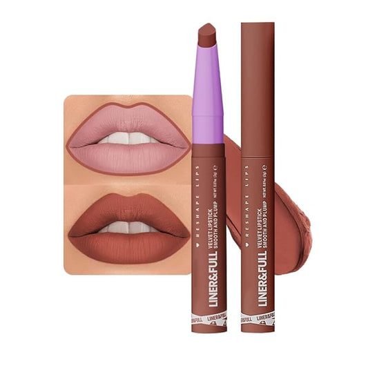 2-IN-1 Lipstick Lipliner, Velvet Matte Finish, Smooth & Plump, 12 Universal Lip Color-Nude Pink Rose Mauve Berry Plum, Creamy Formula for Lip Makeup, All-Day Wear, Cruelty-Free (#07 DESERT ROSE)