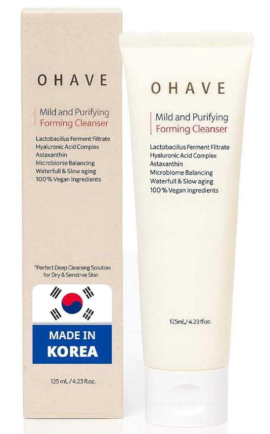 OHAVE Mild & Purifying Foaming Cleanser Gentle Vegan Face Wash with Lactobacillus Natural Botanical Extracts Hydrating & Soothing pH-Balanced 125ml