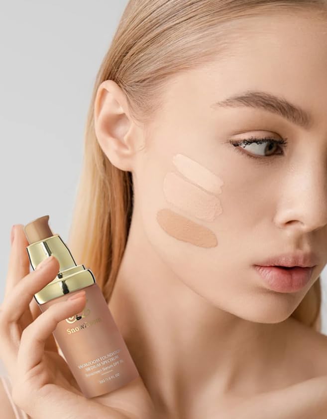 Bio Forever 4-in-1 Color Changing Foundation, SPF 50+, Medium/Light, Anti-Aging Concealer with Sun Protection, 1.2Fl Oz (Medium-Gold, 1.2 fl.oz)