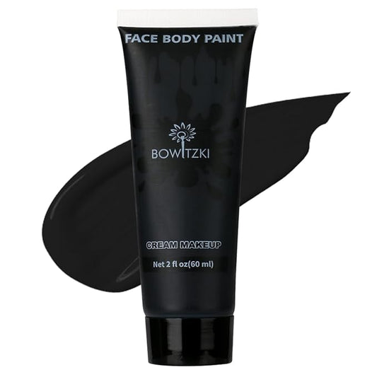 Bowitzki Face and Body Paint 2oz Cream Makeup 60ml Water Based Face Painting Special Effects For Adults Children Kids Halloween Christmas Party Stage Cosplay (Black)