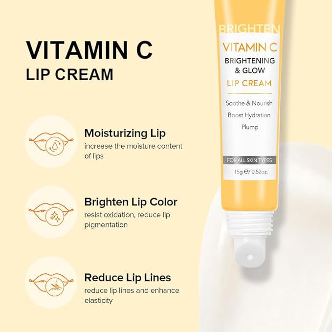 NEUTRIHERBS Lip Cream, Vitamin C Lip Balm to Nourish and Soothes Dry, Cracked Lips,Repair Chapped Lips with Squalane, Portable Lip Treatment - 0.52oz
