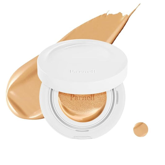 Parnell Cicamanu Serum Cushion - Moisturizing Foundation for Soothing, Coverage, Glass Skin and Lightweight for Sensitive and Dry Skin Pearl Skin (0.52 Fl Oz) (#24 Sand Beige)