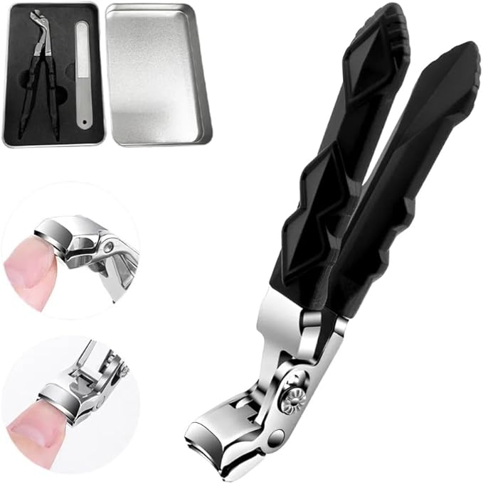 Clipmaster Pro Nail Clippers, 2025 Upgraded Large Angled Head Toenail Clippers Easy Trimming, Wide Jaw Opening Nail Clippers for Thick Nails, Long Handle Nail Clipper for Seniors Men Women (1 Set)