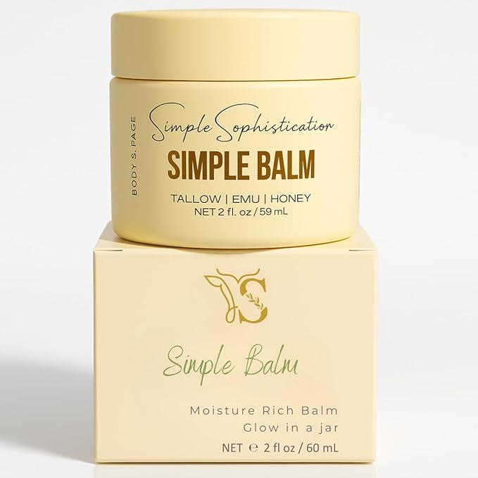 Simple Sophistication Tallow Emu Honey Balm | Nourishing Face & Body Moisturizer with Manuka Honey & Emu Oil, Non-Greasy Natural Skincare (2 oz, Simple Balm, 2 oz)