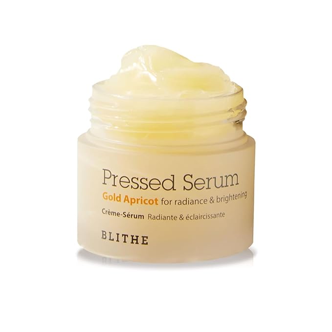 BLITHE Pressed Serum Gold Apricot | Glow Serum for Face | Glass Skin Korean Skincare & Face Moisturizer for Dry Skin 0.91 fl oz