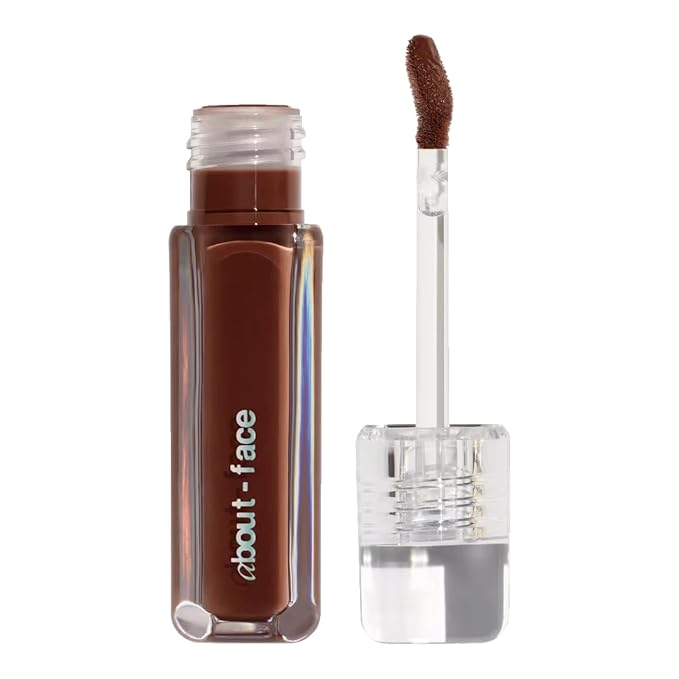 about-face Light Lock Lip Gloss Dare To Bare – Non-Sticky, High-Shine Lip Oil Gloss with Coconut Oil, Peppermint & Lavender – Vegan, Cruelty-Free, Clean Beauty – 0.21 oz (Caramel)