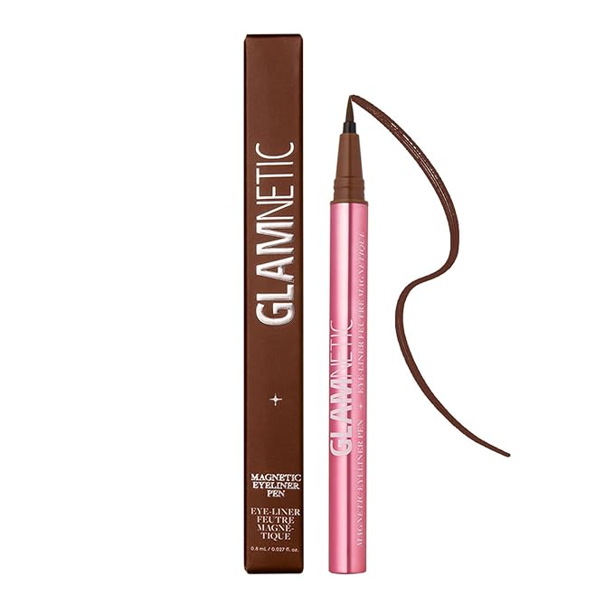 Glamnetic Felt Tip Magnetic Eyeliner Pen - Brown 0.025 fl oz | Brown Smudgeproof & Waterproof Eyeliner Pen, All-Day Hold for Magnetic Eyelashes, Quick-Drying, Paraben-Free