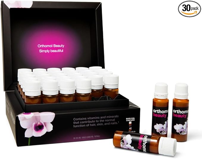 Orthomol Beauty Vial - Liquid Women's Beauty Supplement with Collagen Hydrolysate, Hyaluronic Acid, and Coenzyme Q10 for Hair, Skin, and Nail Health