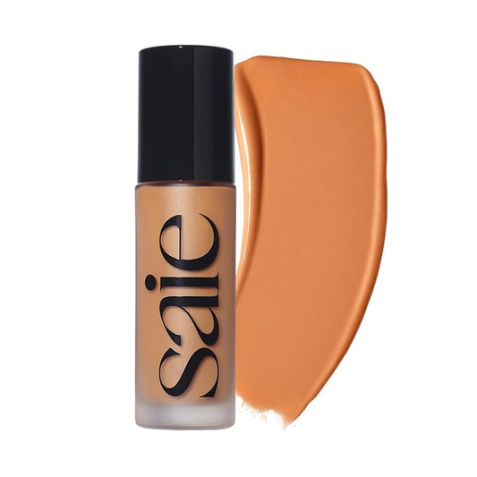 Saie Glowy Super Skin Tint Liquid Foundation - Weightless + Dewy Foundation with Lightweight Medium Coverage - Hydrating Face Makeup + Skin Care Serum Hybrid with Hyaluronic Acid - Shade 25 (1.01 oz)