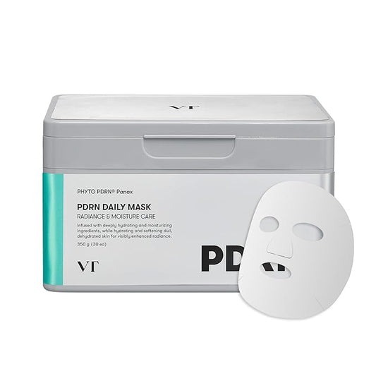 VT COSMETICS PDRN Daily Mask 30 Sheets, Vegan PDRN for Skin Restoration & Radiance, Hydrating & Moisturizing, Anti-Aging, Plumping Effect, Korean Face Mask (350g)