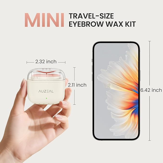 AUZEAL Mini Eyebrow Wax Kit for Women, Wax for Eyebrows Hair Removal, 26 Eye brow Waxing Sticks, 100g Brow Waxing Beads, USB Fast Heat, Smart Constant Temp, Travel or Home Use