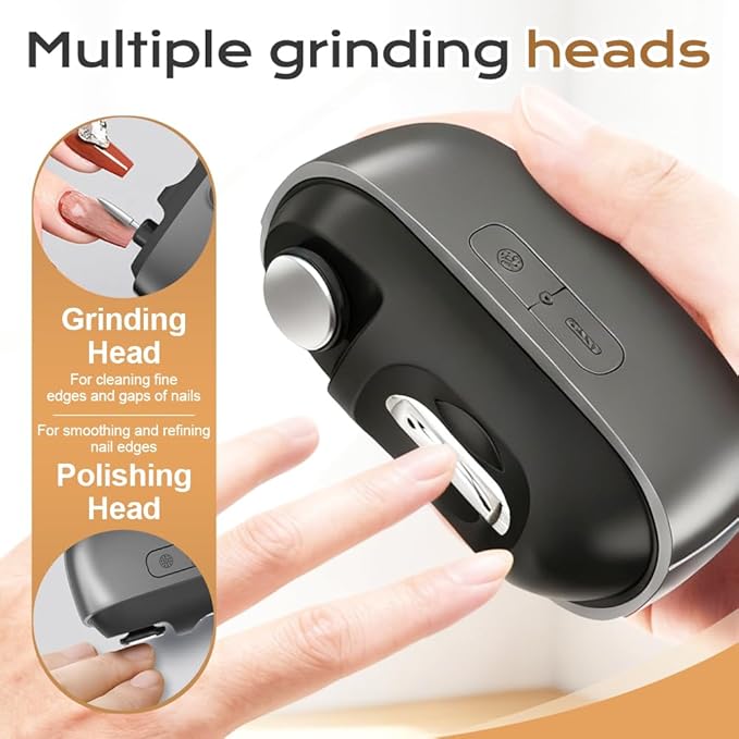 3 in 1 Automatic Electric Nail Clipper, 2026 New Electric Nail Clipper Electric Nail Trimmer with 2 Adjustable Speeds & Magnetic Cover, Alloy Grinding Head Nail Trimmer for Seniors, Adults (Gray)