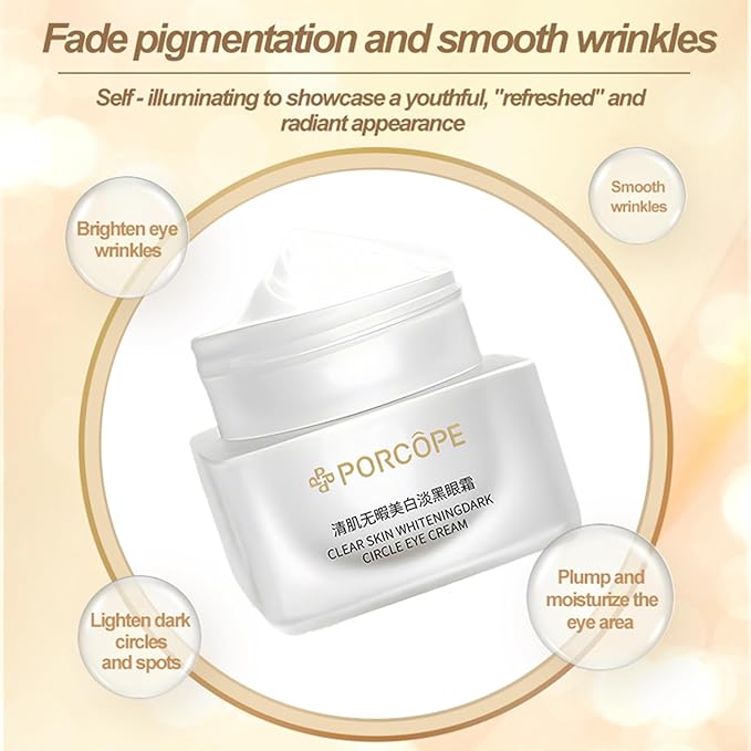 PORCOPE Caffeine Dark Circle Eye Cream - Contains Hyaluronic Acid & Niacinamide Under to Brighten Eye Area, Reduce Dark Circles & Smooth Wrinkles - Caffeine Eyes Serum 0.5 fl oz