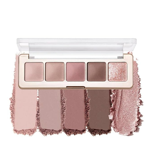 4 Color Eyeshadow Palette, Matte and Shimmer Powder Makeup, Highly Pigmented Blendable Shadows, Long-Lasting Waterproof, Natural Nude Brown Pink Shades (B-2#, 1 Count (Pack of 1))