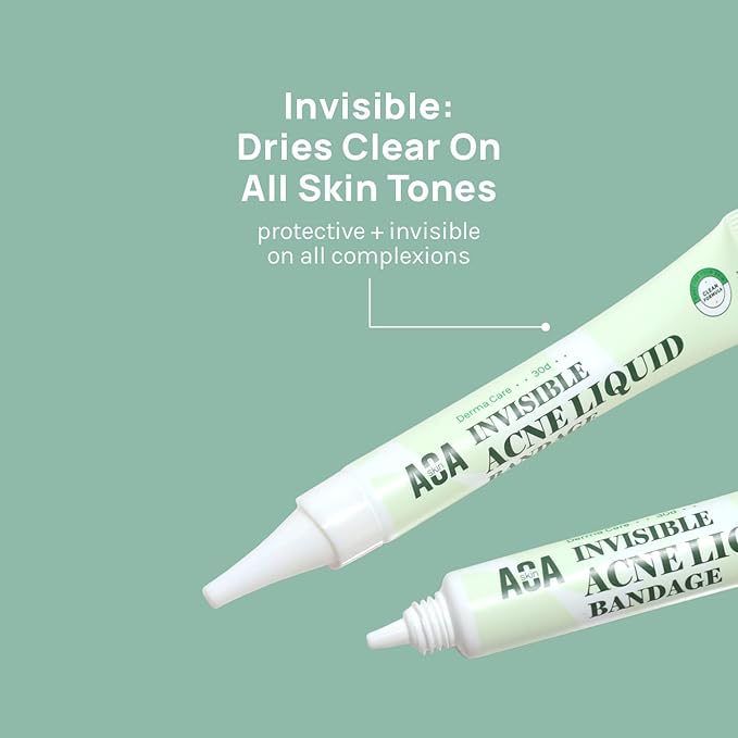 AOA Skin Invisible Acne Liquid Patch - Invisible Spot Treatment with Witch Hazel & Salicylic Acid, Liquid Pimple Patch, Clear Fits to Makeup | 0.42 Fl Oz, 12g