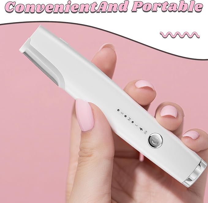 Dermaplane Razor for Women Face - Rechargeable 2-in-1 Electric Facial Razor & Eyebrow Trimmer with LED Light, Painless Peach Fuzz Hair Remover & Exfoliator, 3 Speeds, Includes 8 Blades (White)