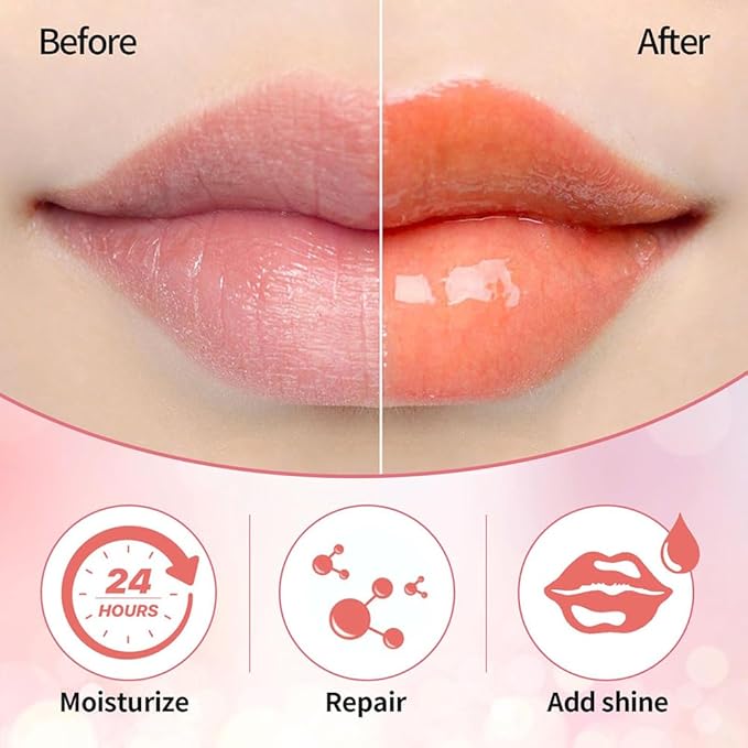 GECOMO Hydrating Lip Glow Oil, Moisturizing Lip Glow Oil, Nourishing Glossy Transparent Lip Oil, Plumping Lip Oil, Lip Balm, Non-sticky Tinted Toot Lip Balm for Lip Care (CORAL) 0.2 OZ