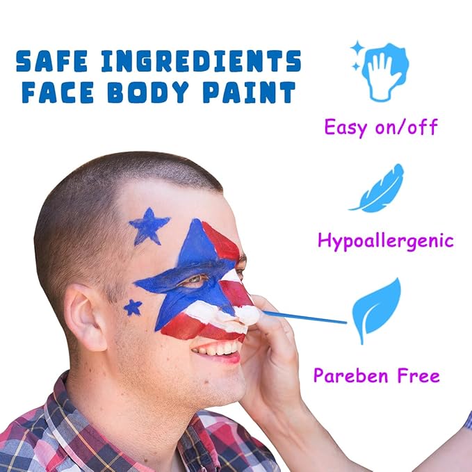 Bowitzki Face and Body Paint 2oz Cream Makeup 60ml Water Based Face Painting Special Effects For Adults Children Kids Halloween Christmas Party Stage Cosplay (Blue)