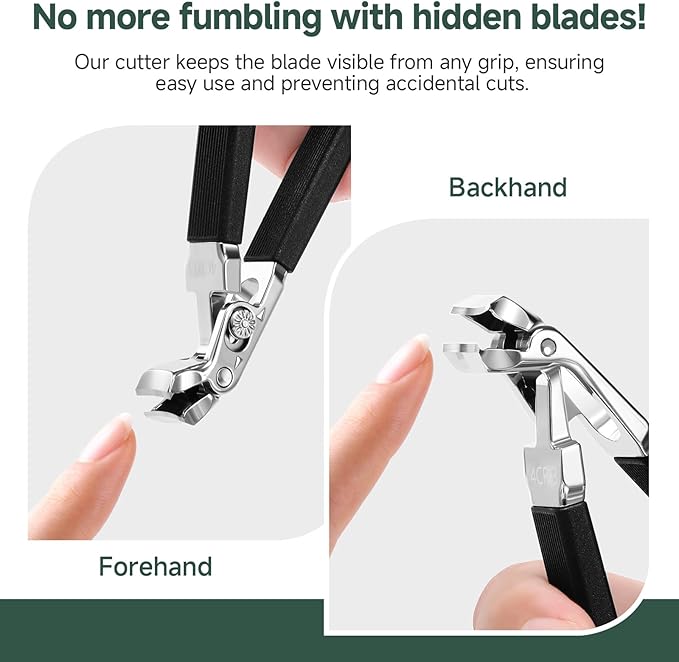 SmilVie Angled Head Toe Nail Clippers for Seniors, Long Handle, Heavy Duty Ingrown Toenail Clipper Set (Black 2-in-1 Set)