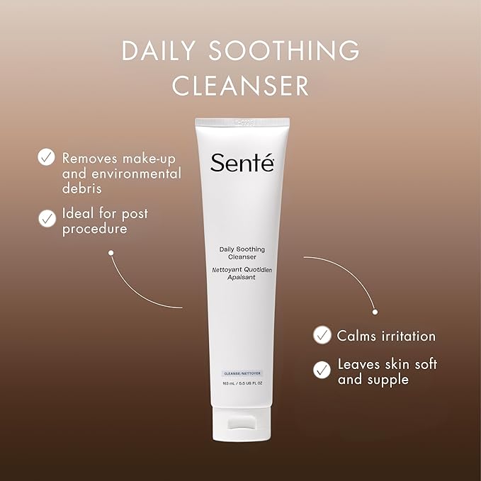 Sente Daily Soothing Facial Cleanser For Dry and Sensitive Skin | Gently Removes Oil, Impurities and Makeup | with Vitamin E | 5.5 Fl Oz