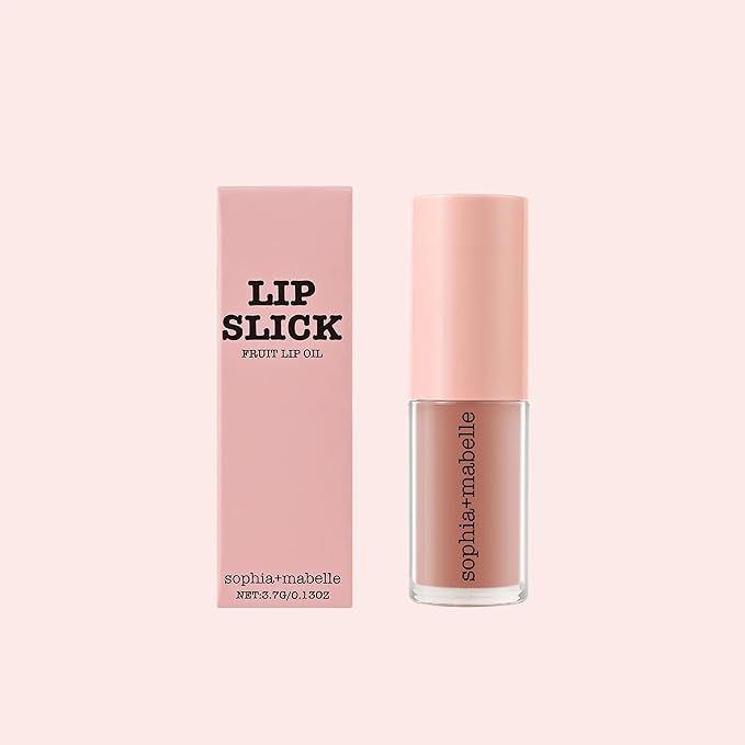 Sophia + Mabelle Hydrating Fruit Lip Oil – Lightweight, Non-Sticky, Tinted Gloss Oil – Nourishing, High-Shine, Flavored Lip Treatment – Yuzu, Lychee, Mango – 3.7g (Yuzu (Nude), Standard)
