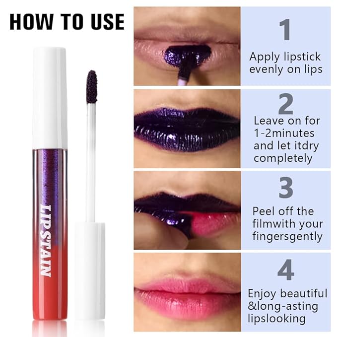 evpct Brownsih Red Peel Off Lip Stain Tints, Liquid Lipstick Lip Stain Long Lasting Waterproof for Women, Non-stick Cup Lipstick Peel Off Highly Pigmented Not Faded Smudge-proof Easy to Apply, 05#