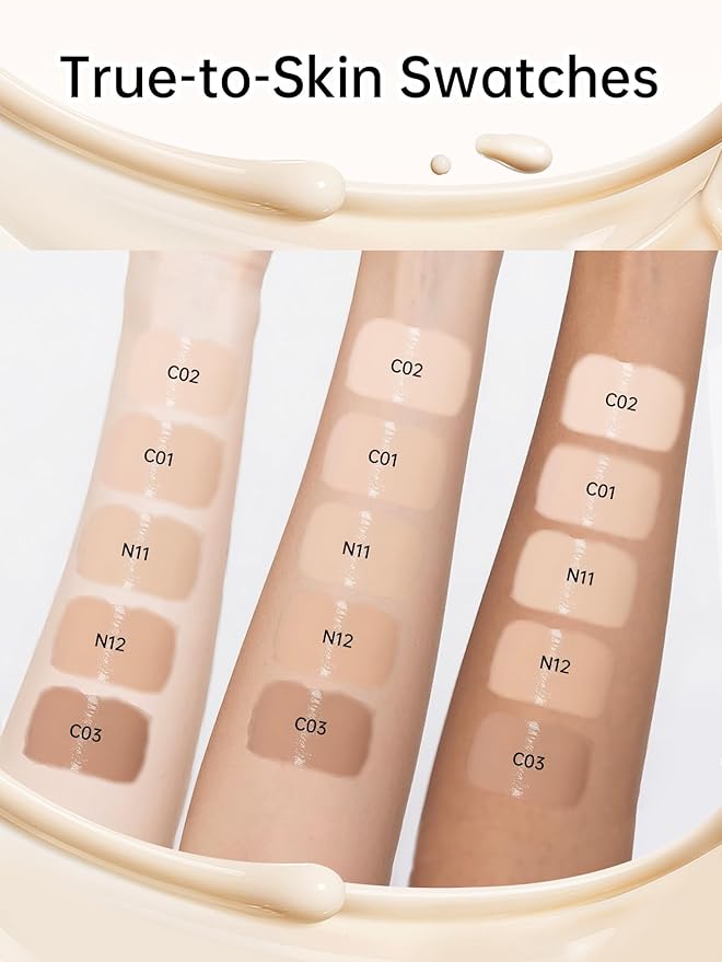 Catkin Phoenix Cushion Foundation Buildable Coverage Anti-Aging Serum Makeup, Sheer Satin Finish, Refill Included, Light Beige 0.46 Oz x 2, C03 VANILLA
