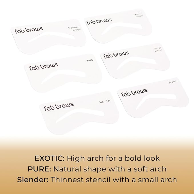 Fab Brows Duo Eyebrow Stencils | 6 Natural-Looking Brow Shapes | Easy Eyebrow Shaper Stencil | Fits All Faces & Sizes | Eyebrow Stencil Kit for Beginners & Professionals | Stencils Only, Cruelty-Free