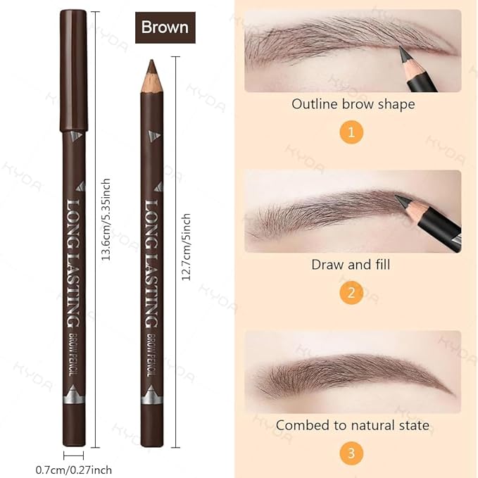 Ownest 6 Pcs Brown Eyebrow Pencil Set, Wooden Eyebrow Pen for Women, Waterproof Long Lasting Brows and Eyeliner Pen With Brush, Beginner Makeup Brow Pencil, Natural Eyes Brow Makeup