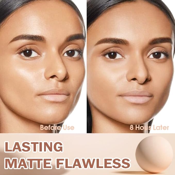 FeiCuiYun Oil Control Matte Perfection Face Powder Compact For Women, Matte Smooth Flawless Setting Powder Makeup, Polvo Compacto De Maquillaje, Waterproof Long Lasting, 0.35Oz, (220 Sand, 1)